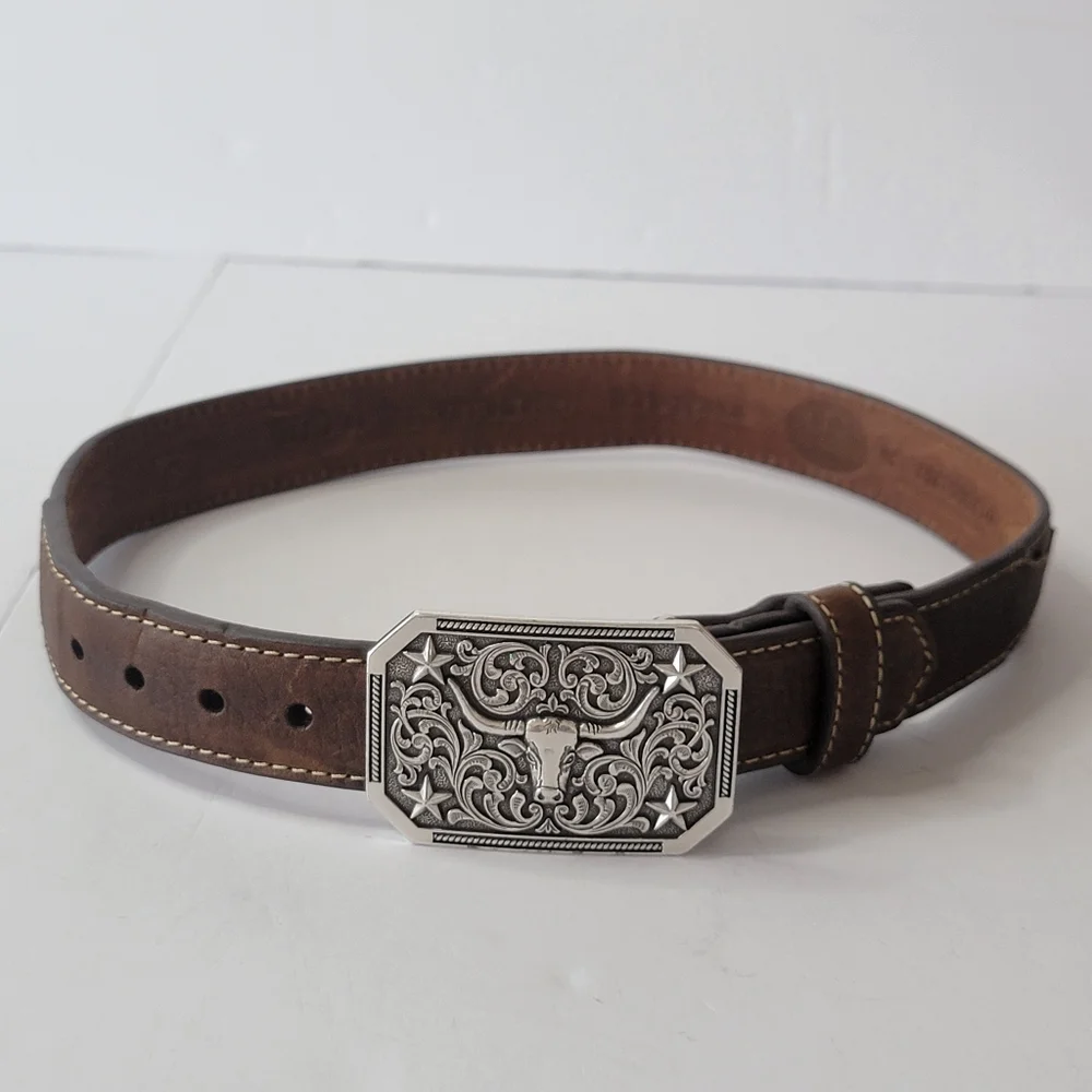 Wester Leather 3D Longhorn Buckle Belt